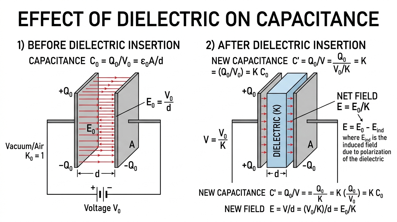 Fig 2.12 — Educational Diagram: Effect of Dielectric Slab on Capacitance (C