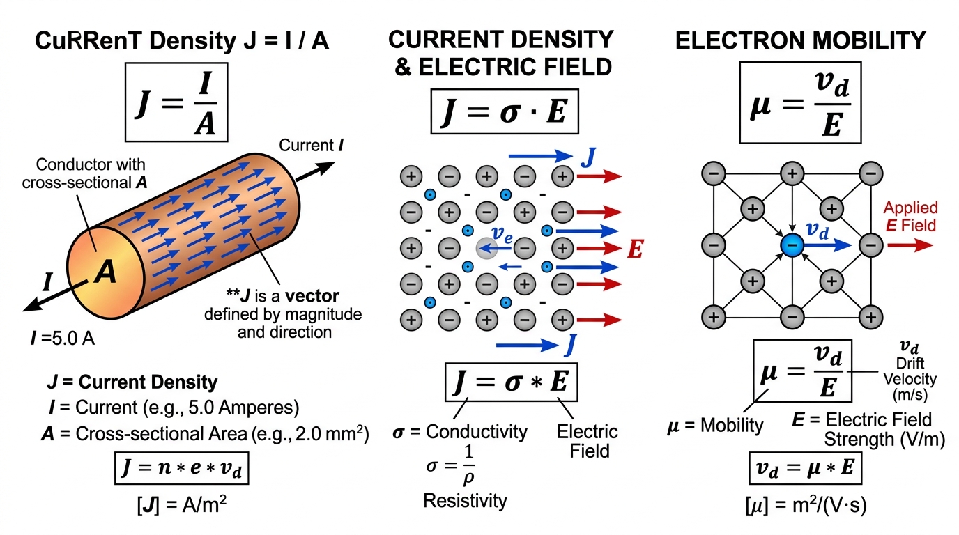 Fig 3.3 — Educational Diagram: Current density and mobility