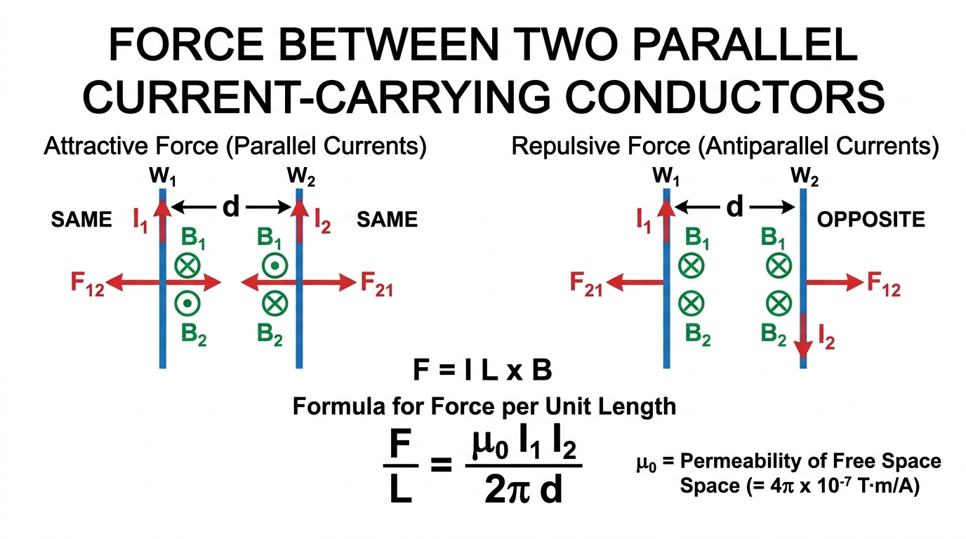 Fig 4.7 — Educational Diagram: Force between two parallel currents