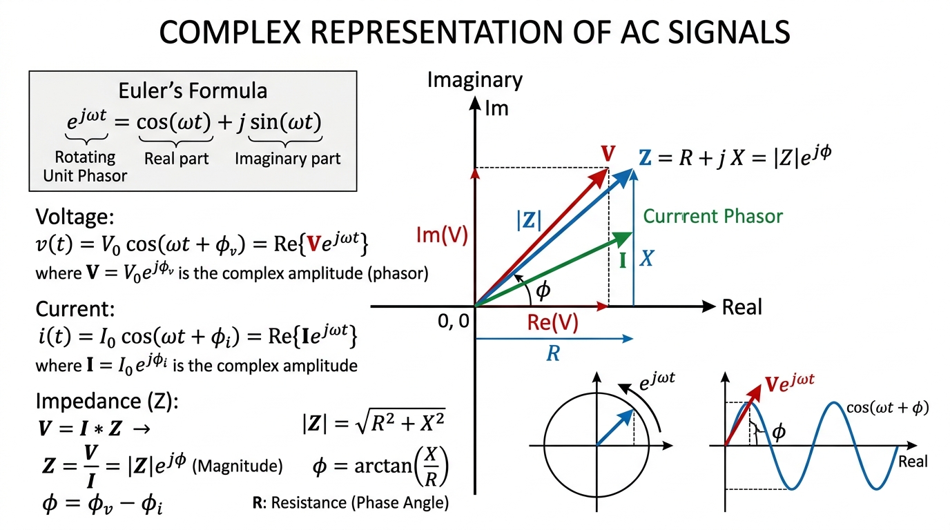 Fig 7.10 — Educational Diagram: Complex representation and phasors as complex numbers