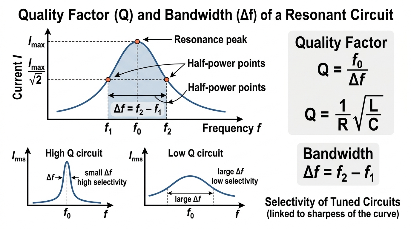 Fig 7.14 — Educational Diagram: Quality factor and bandwidth