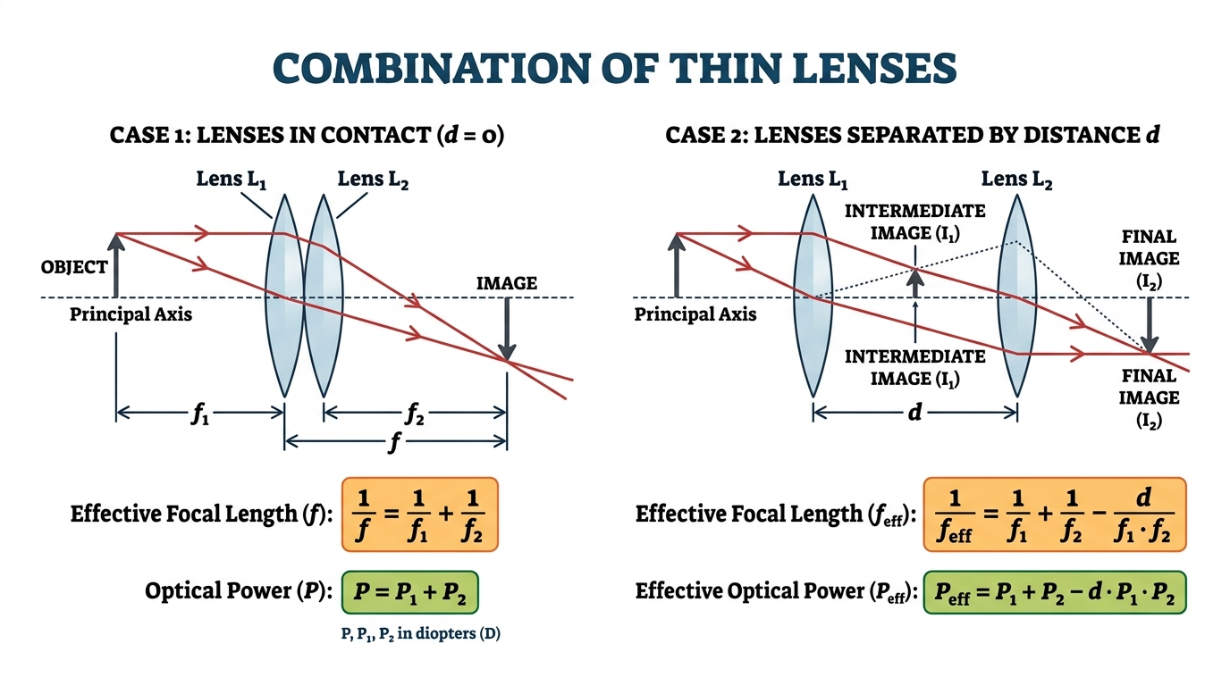Fig 9.4 — Educational Diagram: Combination of Thin Lenses