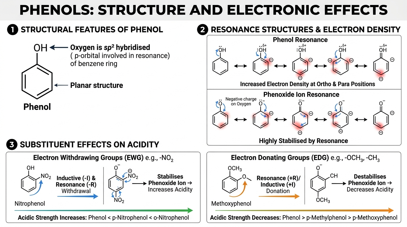 Fig 8 — Educational Diagram: Phenols: Structure and Electronic Effects