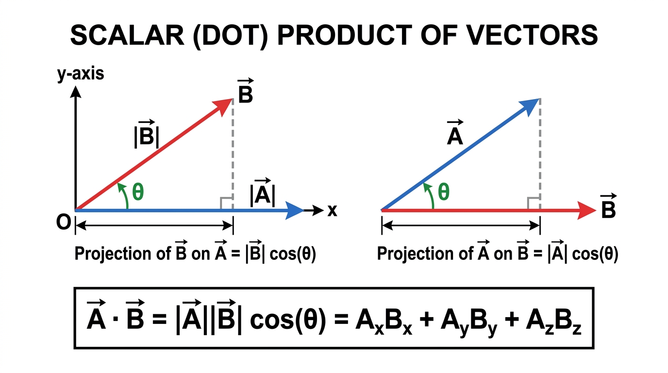 Fig 5 — Educational Diagram: Scalar (Dot) Product and Projection